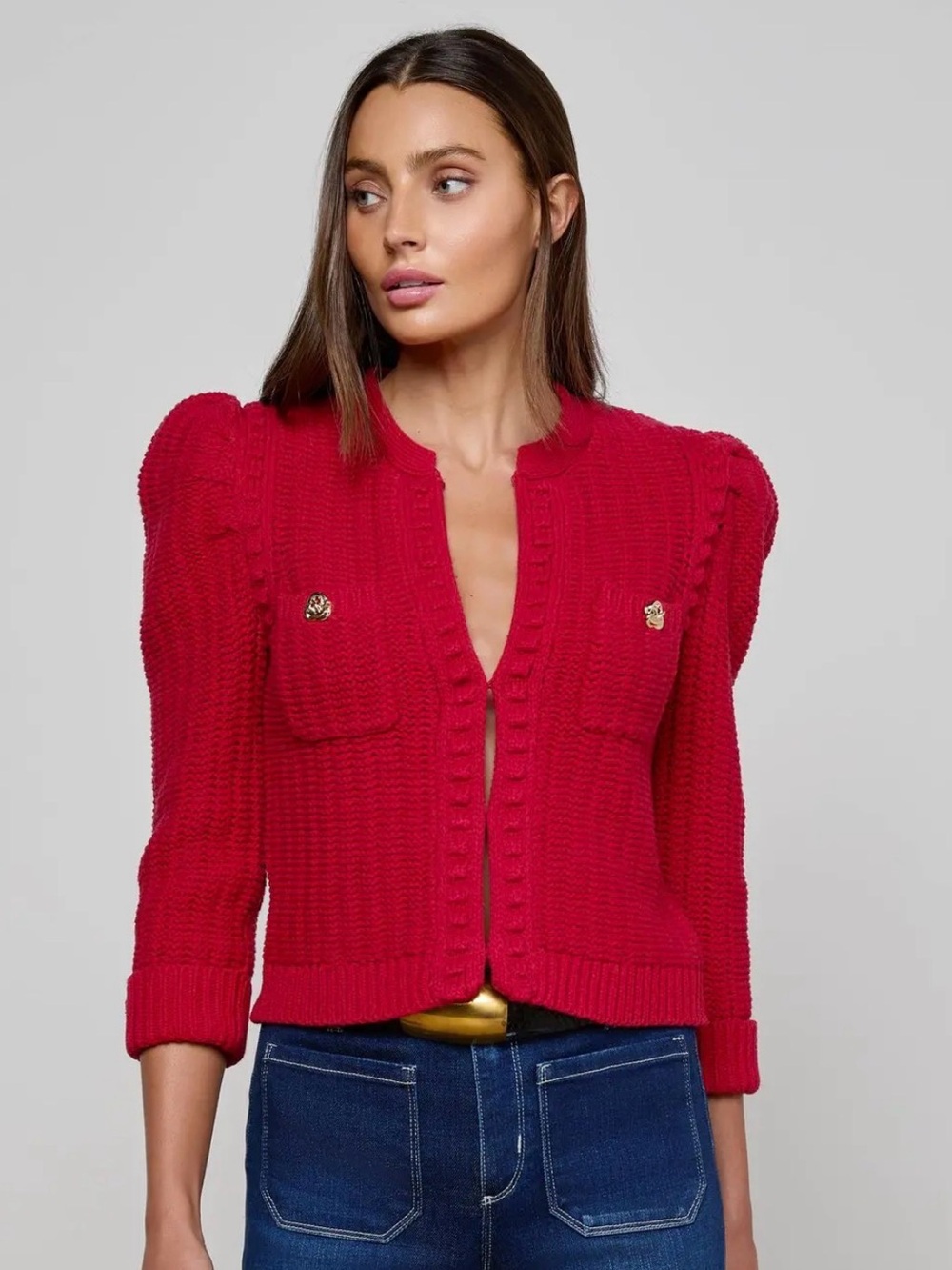 L'AGENCE Delli cardigan Engine Red BRAND NWT